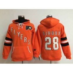 Women Philadelphia Flyers #28 Claude Giroux Orange NHL Hoodie