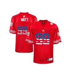 2016 US Flag Fashion-Mens Wisconsin Badgers J.J Watt #99 College Football Jersey - Red