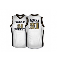 Wake Forest Demon Deacons Tim Duncan #21 College Basketball Throwback Jersey - White