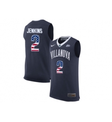 2016 US Flag Fashion 2017 Villanova Wildcats Kris Jenkins #2 College Basketball Jersey - Navy Blue
