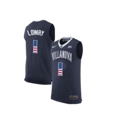 2016 US Flag Fashion 2017 Villanova Wildcats Kyle Lowry #1 College Basketball Jersey - Navy Blue