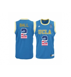2016 US Flag Fashion 2017 UCLA Bruins Lonzo Ball #2 Pac-12 College Basketball Authentic Jersey - Blue