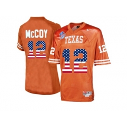 2016 US Flag Fashion-Mens Texas Longhorns Colt McCoy #12 College Football Throwback Jersey - Burnt Orange