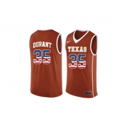 2016 US Flag Fashion-Mens Texas Longhorns Kevin Durant #35 College Basketball Jersey - Burnt Orange