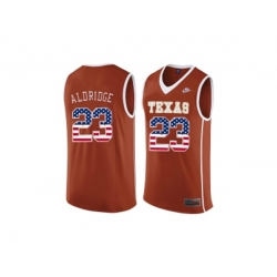 2016 US Flag Fashion-Mens Texas Longhorns LaMarcus Aldridge #23 College Basketball Throwback Jersey - Burnt Orange