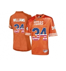 2016 US Flag Fashion-Mens Texas Longhorns Ricky Williams #34 College Football Throwback Jersey - Burnt Orange