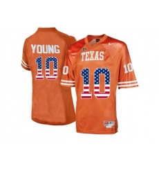 2016 US Flag Fashion-Mens Texas Longhorns Vince Young #10 College Football Throwback Jersey - Burnt Orange