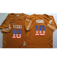 Texas Longhorns #10 Vince Young Orange USA Flag College Jersey