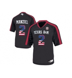 2016 US Flag Fashion 2016 MensTexas A&M Aggies Johnny Manziel #2 College Football Authentic Jersey - Black