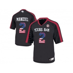 2016 US Flag Fashion 2016 MensTexas A&M Aggies Johnny Manziel #2 College Football Authentic Jersey - Black