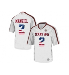 2016 US Flag Fashion 2016 MensTexas A&M Aggies Johnny Manziel #2 College Football Authentic Jersey - White