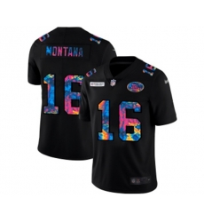 San Francisco 49ers #16 Joe Montana Multi-Color Black 2020 NFL Crucial Catch Vapor Untouchable Limited Jersey