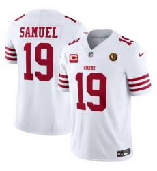 San Francisco 49ers #19 Deebo Samuel White 2023 F U S E With 1 Star C Patch And John Madden Patch Vapor Limited Stitched Football Jersey
