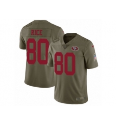 San Francisco 49ers #80 Jerry Rice Limited Olive 2017 Salute to Service NFL Jersey