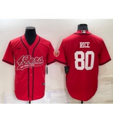 San Francisco 49ers #80 Jerry Rice Red Stitched Cool Base Nike Baseball Jersey