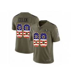 San Francisco 49ers #88 Garrett Celek Limited Olive USA Flag 2017 Salute to Service NFL Jersey