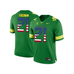 2016 US Flag Fashion 2016 Mens Oregon Duck Royce Freeman #21 College Football Limited Jerseys - Apple Green