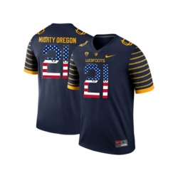 2016 US Flag Fashion 2016 Mens Oregon Ducks Spring Game Mighty Oregon #21 Webfoot 100th Rose Bowl Game Elite Jersey - Navy