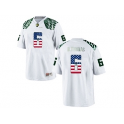 2016 US Flag Fashion Mens Oregon Duck DeAnthony Thomas #6 College Football Limited Jersey - White