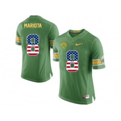 2016 US Flag Fashion Mens Oregon Duck Marcus Mariota #8 College Football 20th Anniversary Throwback Jerseys - Apple Green