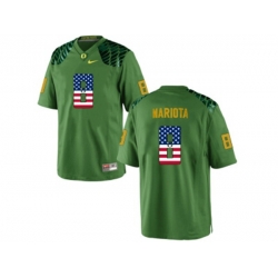 2016 US Flag Fashion Mens Oregon Duck Marcus Mariota #8 College Football Limited Jerseys - Apple Green