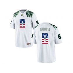 2016 US Flag Fashion Mens Oregon Duck Marcus Mariota #8 College Football Limited Jerseys - White