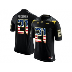 2016 US Flag Fashion Mens Oregon Ducks Royce Freeman #21 College Football Limited Jersey - Black