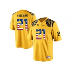 2016 US Flag Fashion Mens Oregon Ducks Royce Freeman #21 College Football Limited Jersey - Yellow