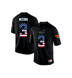 2016 US Flag Fashion Mens Oklahoma State Cowboys Brandon Weeden #3 Pro Combat College Football Jersey - Black