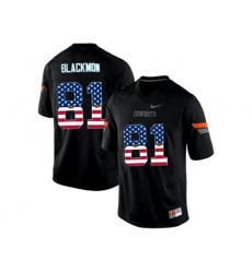2016 US Flag Fashion Mens Oklahoma State Cowboys Justin Blackmon #81 Pro Combat College Football Jersey - Black
