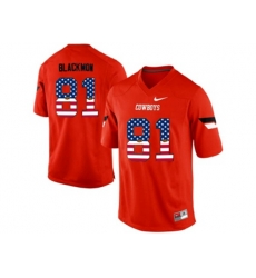 2016 US Flag Fashion Mens Oklahoma State Cowboys Justin Blackmon #81 Pro Combat College Football Jersey - Orange