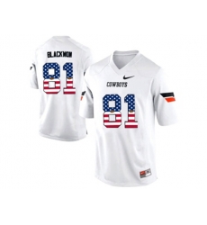 2016 US Flag Fashion Mens Oklahoma State Cowboys Justin Blackmon #81 Pro Combat College Football Jersey - White