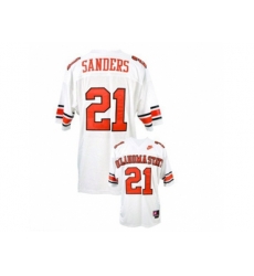 Mens Oklahoma State Cowboys Barry Sanders #21 College Football Throwback Jersey - White