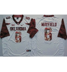 Oklahoma Sooners #6 Baker Mayfield White Player Fashion Stitched NCAA Jersey