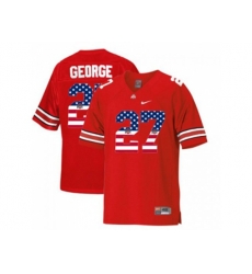 2016 US Flag Fashion Scarlet & Grey Ohio State Buckeyes Eddie George #27 College Football Throwback Jersey - Scarlet