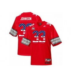 2016 US Flag Fashion Scarlet & Grey Ohio State Buckeyes Pete Johnson #33 College Football Throwback Jersey - Scarlet