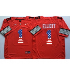 Ohio State Buckeyes #1 B.Miller Red USA Flag College Jersey