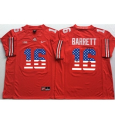 Ohio State Buckeyes #16 J.T. Barrett Red USA Flag College Football Jersey