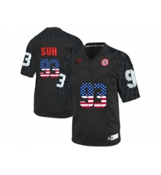 2016 US Flag Fashion Mens Nebraska Cornhuskers Ndamukong Suh #93 College Football Jersey - Black