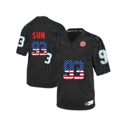 2016 US Flag Fashion Mens Nebraska Cornhuskers Ndamukong Suh #93 College Football Jersey - Black