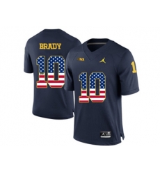 2016 US Flag Fashion-2016 Mens Jordan Brand Michigan Wolverines Tom Brady #10 College Football Limited Jersey - Navy Blue