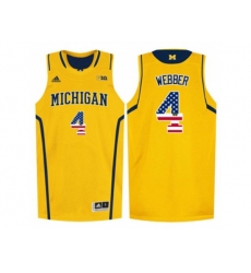 2016 US Flag Fashion-Michigan Wolverines Chirs Webber #4 Basketball Authentic Jersey - Yellow 2016 US Flag Fashion-Michigan Wolverines Chirs Webber #4 Basketball Authentic Jersey - Yellow