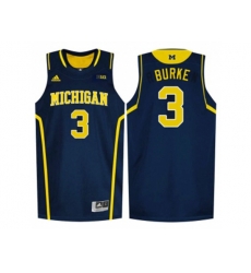 Michigan Wolverines Trey Burke #3 Basketball Authentic Jersey - Navy Blue