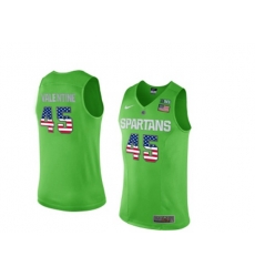 2016 US Flag Fashion Michigan State Spartans Denzel Valentine #45 College Basketball Authentic Jersey - Apple Green