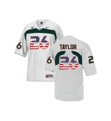 2016 US Flag Fashion Mens Miami Hurricanes Sean Taylor #26 College Football Jersey - White
