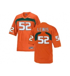 Mens Miami Hurricanes Ray Lewis #52 College Football Jersey - Orange