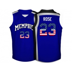 2016 US Flag Fashion Memphis Tigers Derrick Rose #23 College Basketball Throwback Jersey - Royal Blue