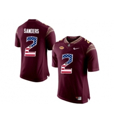 2016 US Flag Fashion-2016 Mens Florida State Seminoles Deion Sanders #2 College Football Limited Jersey - Red