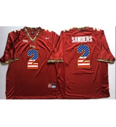 Florida State Seminoles #2 Deion Sanders Red USA Flag College Jersey