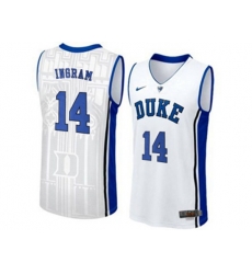 Mens Duke Blue Devils Brandon Ingram #14 V Neck College Basketball Elite Jersey - White